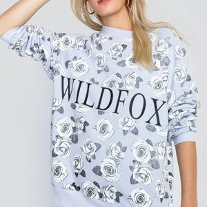 nwt // wildfox sweater roses gray lilac periwinkle